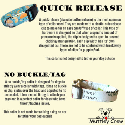 Sharks Dog Collar- Martingale- Quick Release- No Buckle Slide- Leash- Handmade Dog Collars