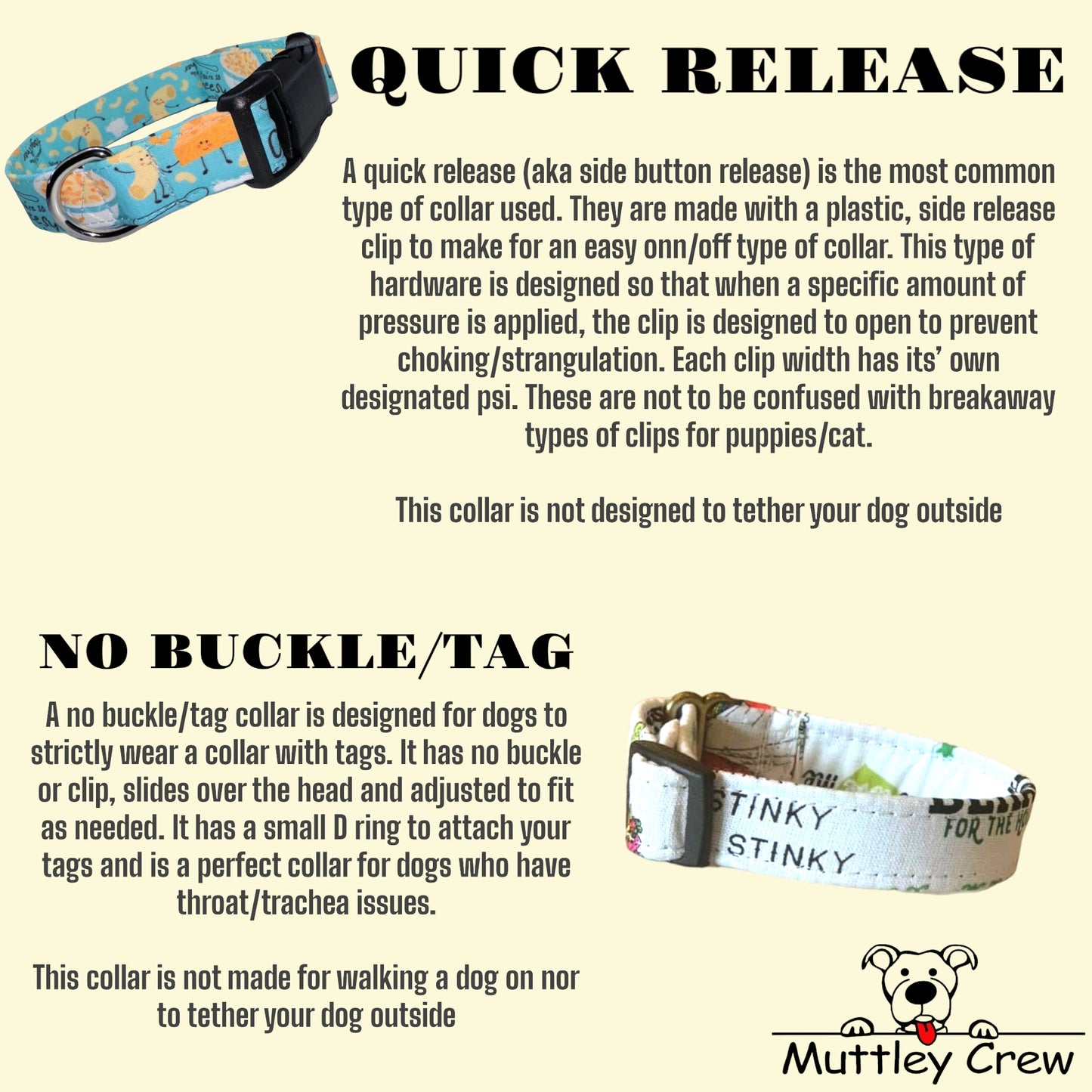 Can’t Talk, Bad Dog Shit Dog Collar- Martingale- Quick Release- No Buckle Slide- Leash- Handmade Dog Collars