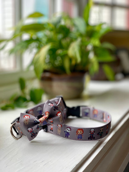 Little Monsters Dog Collar- Martingale- Quick Release- No Buckle Slide- Leash- Handmade Dog Collars