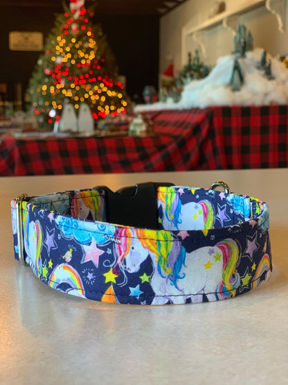 Magical Unicorn Dog Collar- Martingale- Quick Release- No Buckle Slide- Leash- Handmade Dog Collars