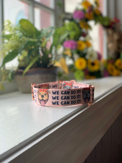 Rosie the Riveting Pibble Dog Collar- Martingale- Quick Release- No Buckle Slide- Leash- Handmade Dog Collars