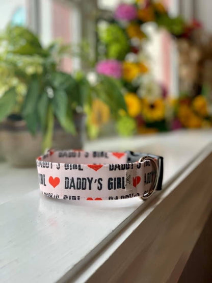 Daddy’s Girl Dog Collar- Martingale- Quick Release- No Buckle Slide- Leash- Handmade Dog Collars