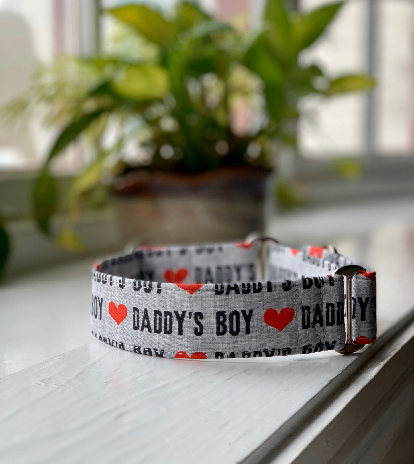 Daddy’s Boy Dog Collar- Martingale- Quick Release- No Buckle Slide- Leash- Handmade Dog Collars