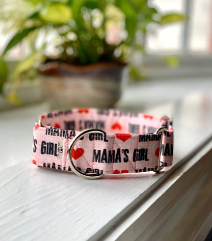 Mama’s Girl Dog Collar- Martingale- Quick Release- No Buckle Slide- Leash- Handmade Dog Collars