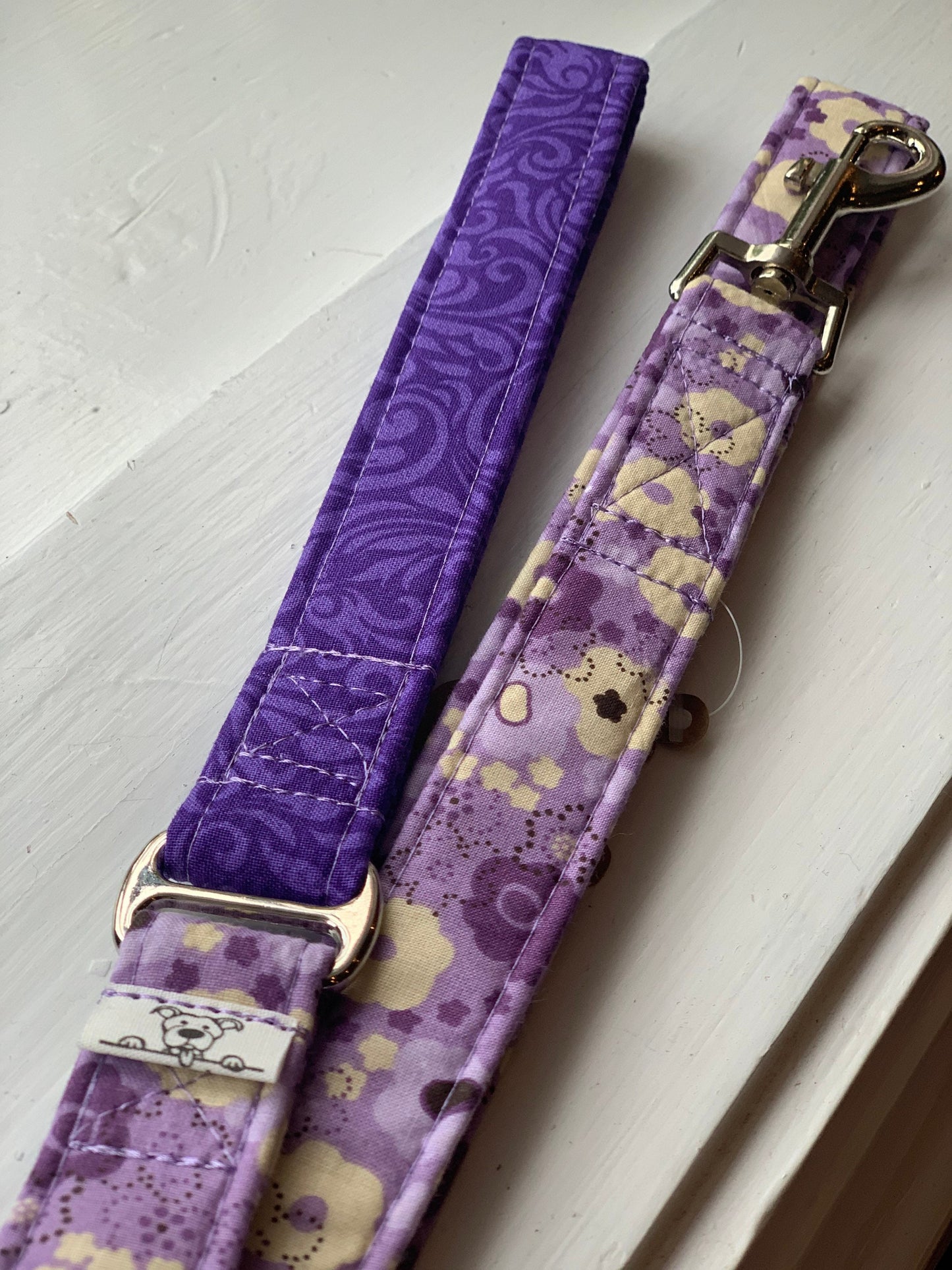 Spring Flowers in Purple Dog Collar- Martingale- Quick Release- No Buckle Slide- Leash- Handmade Dog Collars