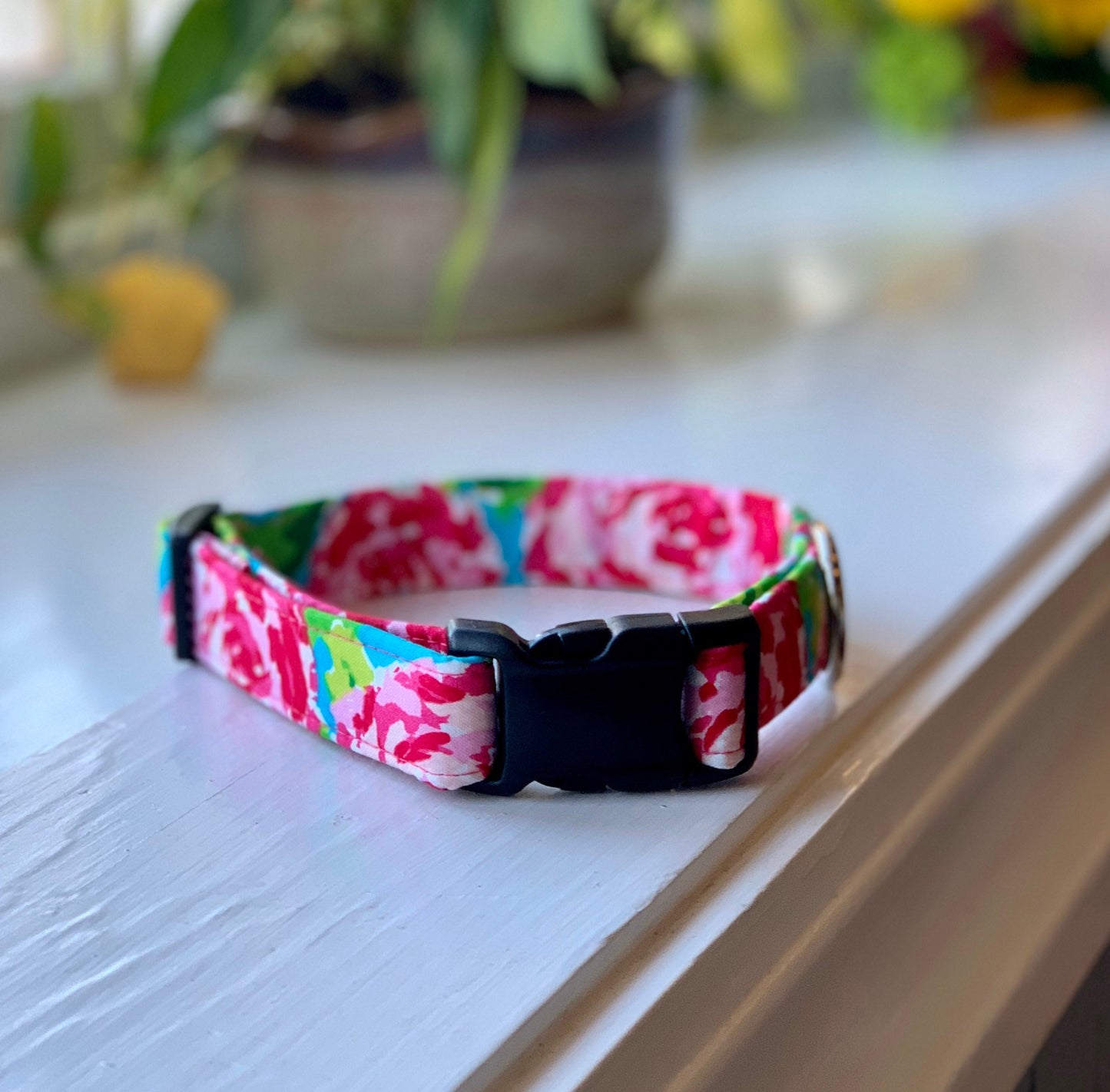 Lily inspired floral Dog Collar- Martingale- Quick Release- No Buckle Slide- Leash- Handmade Dog Collars