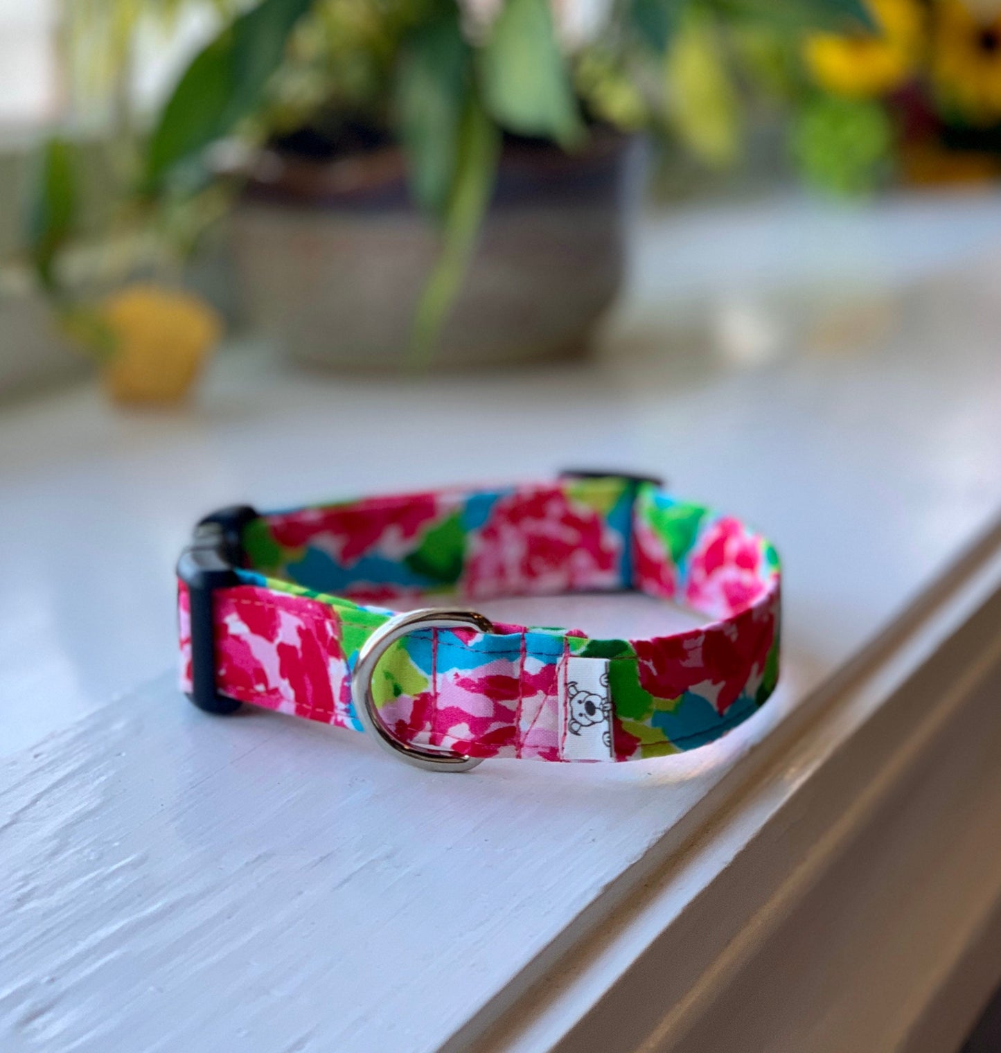 Lily inspired floral Dog Collar- Martingale- Quick Release- No Buckle Slide- Leash- Handmade Dog Collars