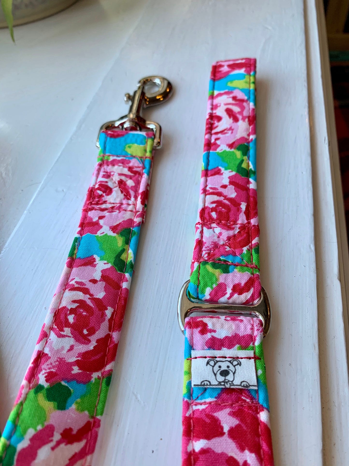 Lily inspired floral Dog Collar- Martingale- Quick Release- No Buckle Slide- Leash- Handmade Dog Collars