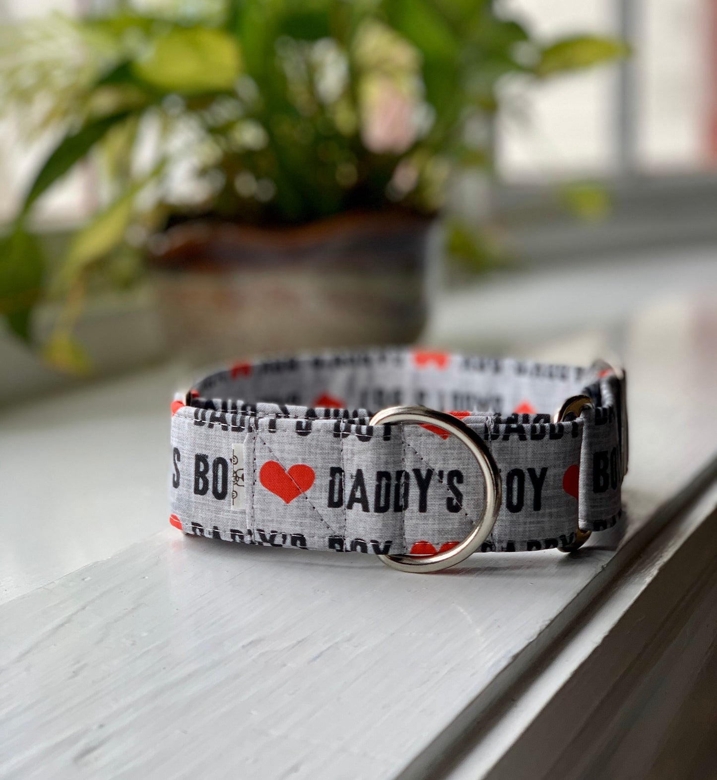 Daddy’s Boy Dog Collar- Martingale- Quick Release- No Buckle Slide- Leash- Handmade Dog Collars