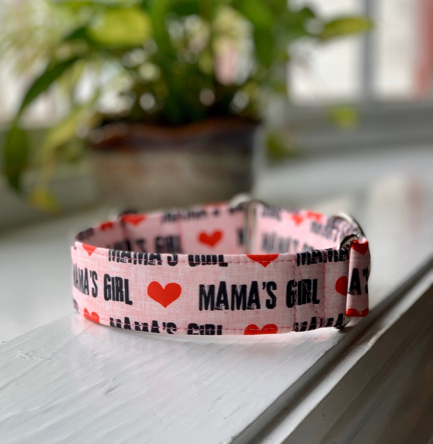 Mama’s Girl Dog Collar- Martingale- Quick Release- No Buckle Slide- Leash- Handmade Dog Collars