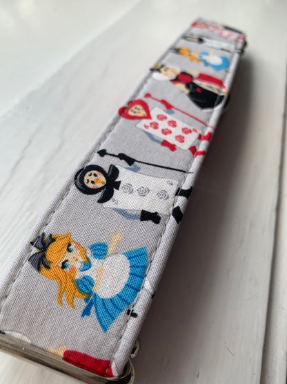 Alice in Wonderland Dog Collar- Martingale- Quick Release- No Buckle Slide- Leash- Handmade Dog Collars