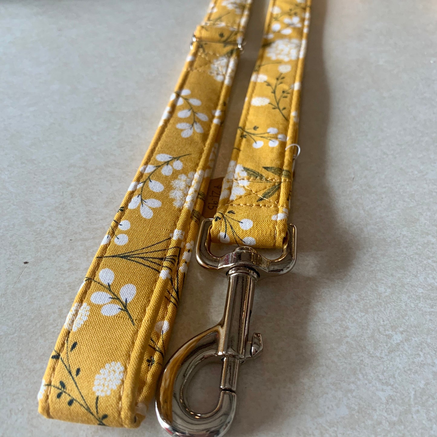 Blooms in Yellow Dog Collar- Martingale- Quick Release- No Buckle Slide- Leash- Handmade Dog Collars