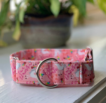 Bitch please, I’m a Unicorn-Pink Dog Collar- Martingale- Quick Release- No Buckle Slide- Leash- Handmade Dog Collars