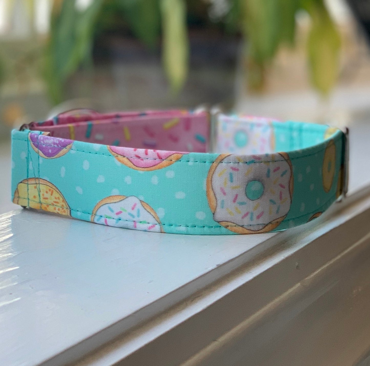 Donuts with sprinkles Dog Collar- Martingale- Quick Release- No Buckle Slide- Leash- Handmade Dog Collars