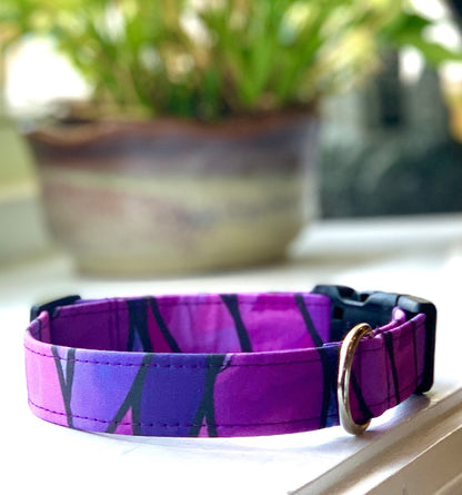 Purple Seaglass Dog Collar- Martingale- Quick Release- No Buckle Slide- Leash- Handmade Dog Collars