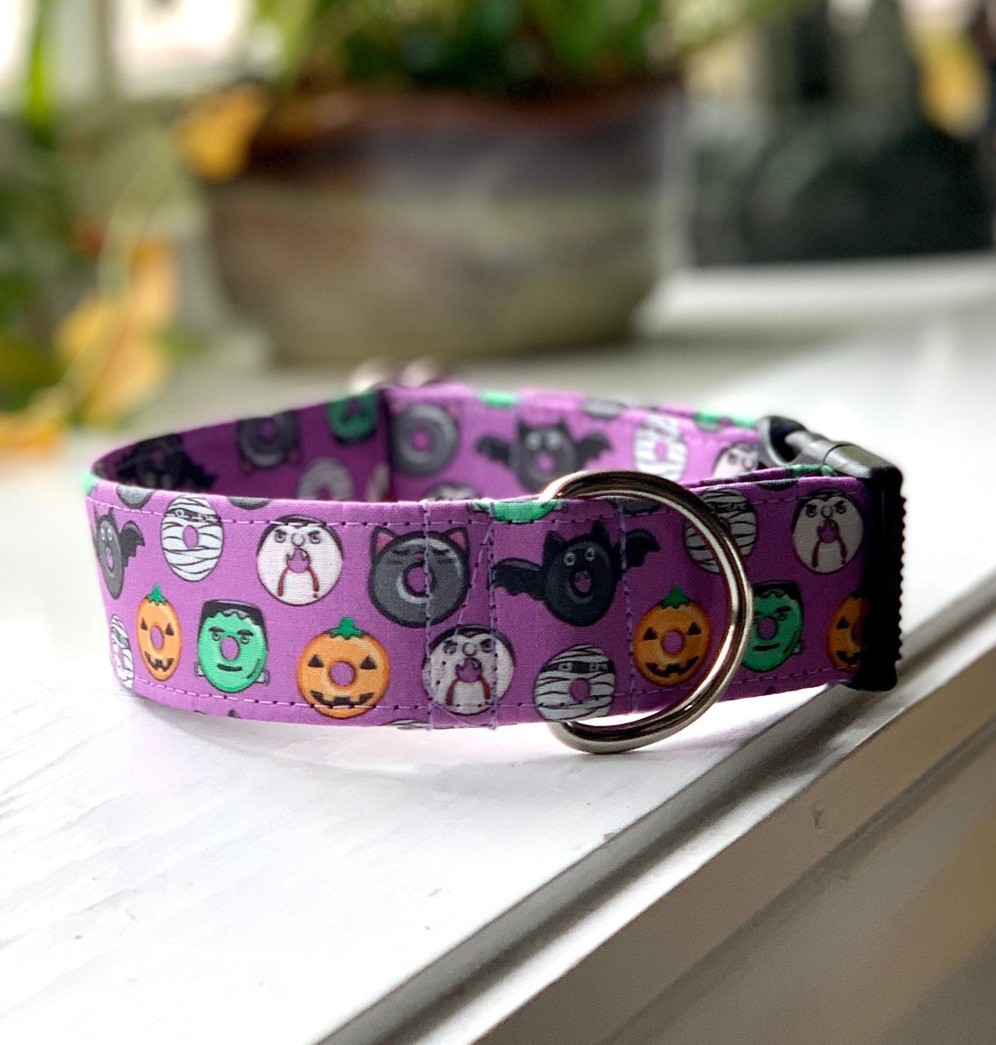 Halloween Sweetness Dog Collar- Martingale- Quick Release- No Buckle Slide- Leash- Handmade Dog Collars