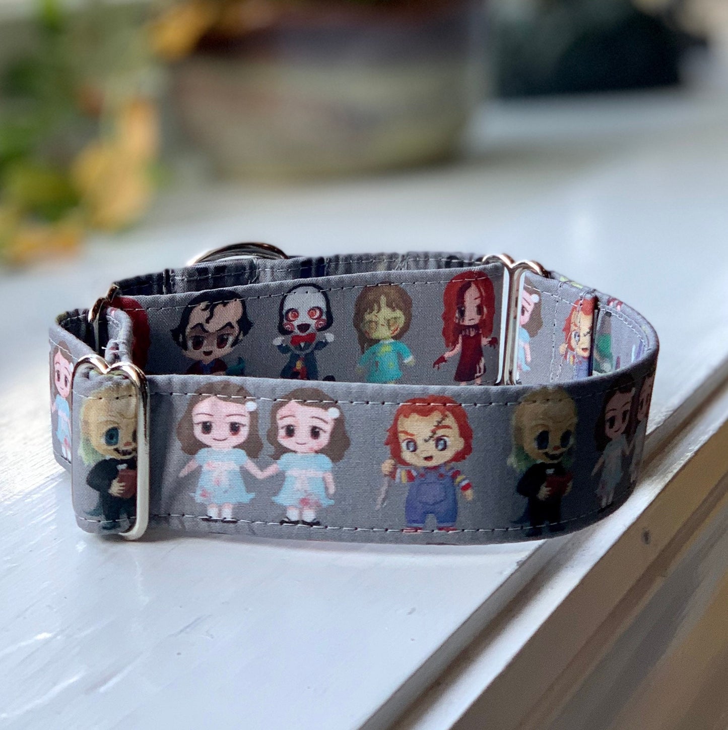 Horror Friends Dog Collar- Martingale- Quick Release- No Buckle Slide- Leash- Handmade Dog Collars