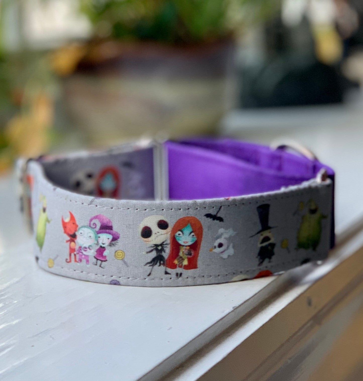 Nightmare Before Christmas Dog Collar- Martingale- Quick Release- No Buckle Slide- Leash- Handmade Dog Collars