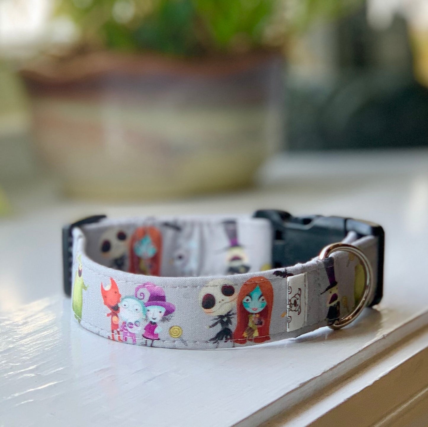 Nightmare Before Christmas Dog Collar- Martingale- Quick Release- No Buckle Slide- Leash- Handmade Dog Collars