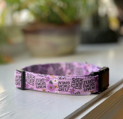 Zero Fucks Given Dog Collar- Martingale- Quick Release- No Buckle Slide- Leash- Handmade Dog Collars