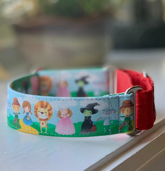 Wizard of Oz Dog Collar- Martingale- Quick Release- No Buckle Slide- Leash- Handmade Dog Collars