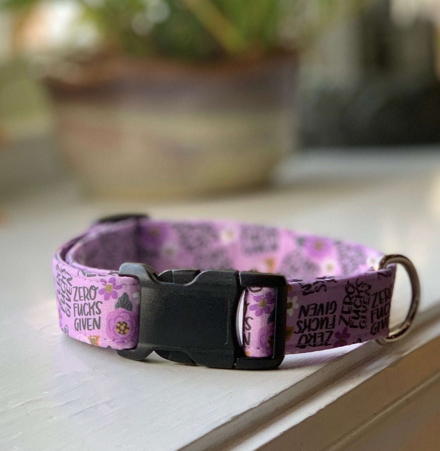 Zero Fucks Given Dog Collar- Martingale- Quick Release- No Buckle Slide- Leash- Handmade Dog Collars