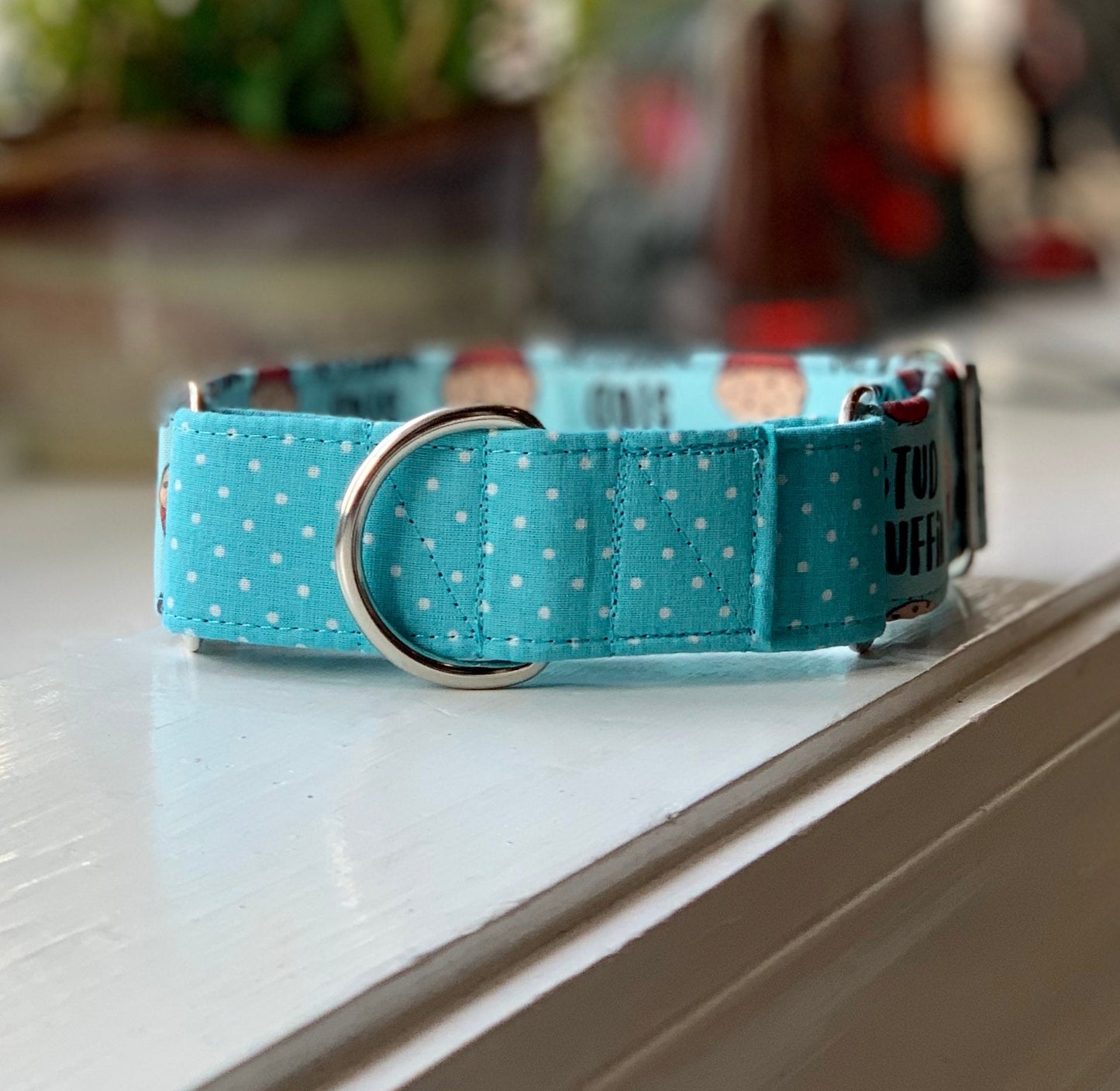 Stud Muffin Dog Collar- Martingale- Quick Release- No Buckle Slide- Leash- Handmade Dog Collars