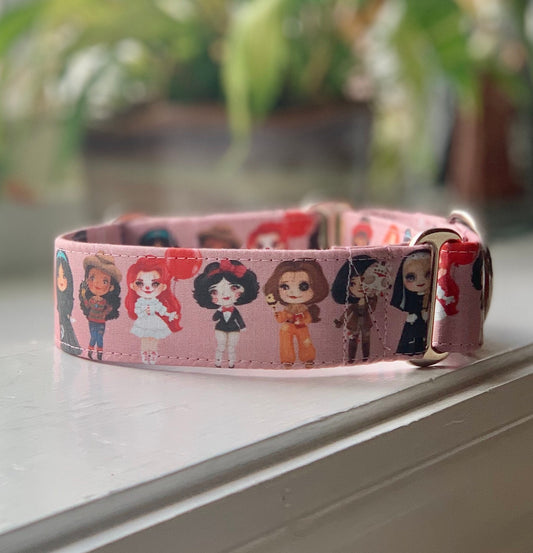 Horror Female Buddies Dog Collar- Martingale- Quick Release- No Buckle Slide- Leash- Handmade Dog Collars