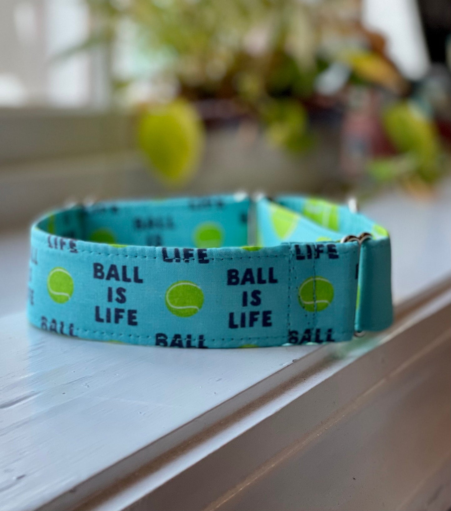 Ball is Life Dog Collar- Martingale- Quick Release- No Buckle Slide- Leash- Handmade Dog Collars