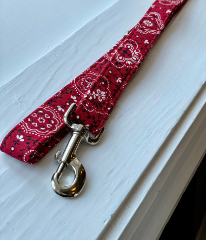 Red Bandana Dog Collar- Martingale- Quick Release- No Buckle Slide- Leash- Handmade Dog Collars