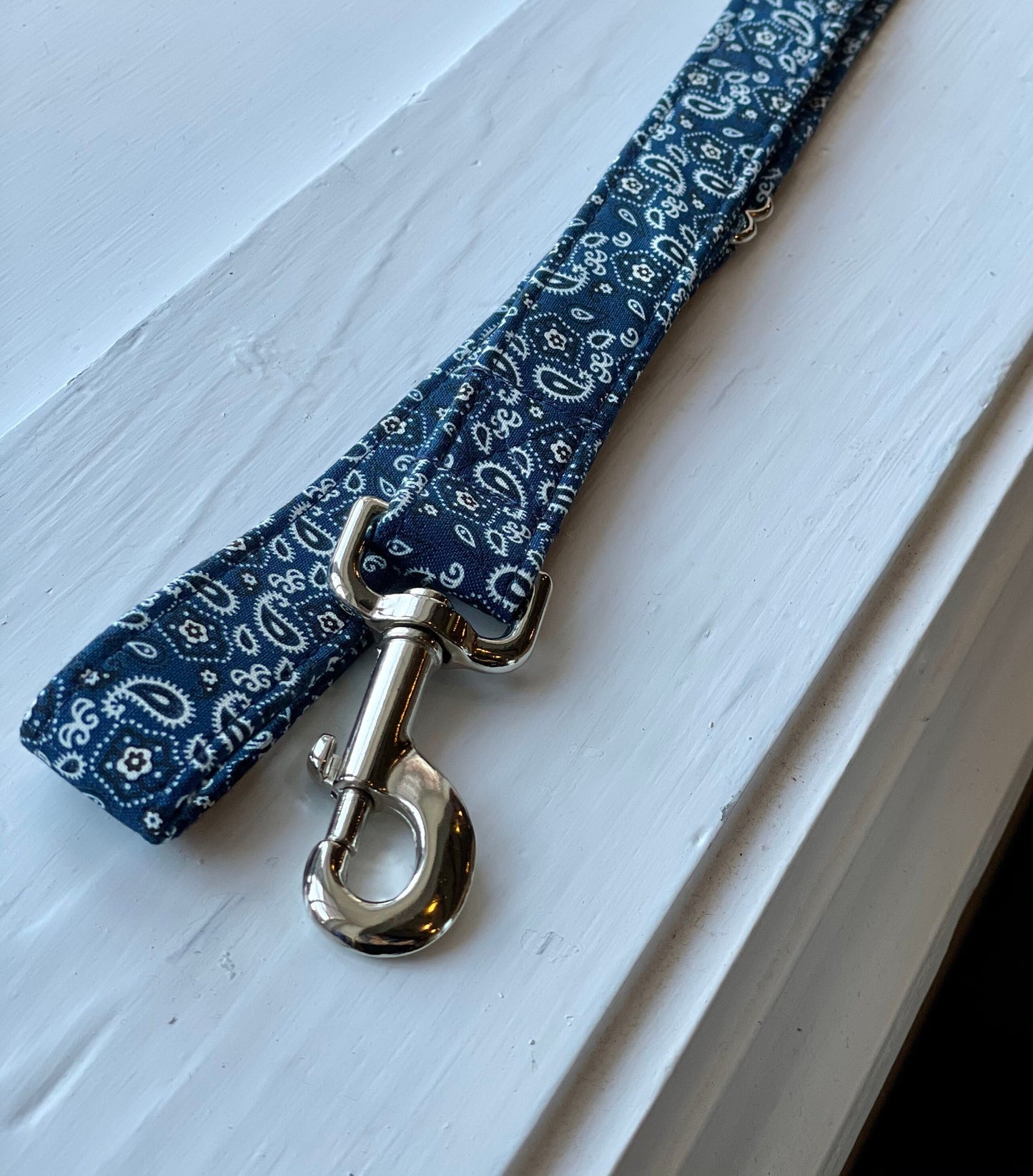 Blue Bandana Dog Collar- Martingale- Quick Release- No Buckle Slide- Leash- Handmade Dog Collars