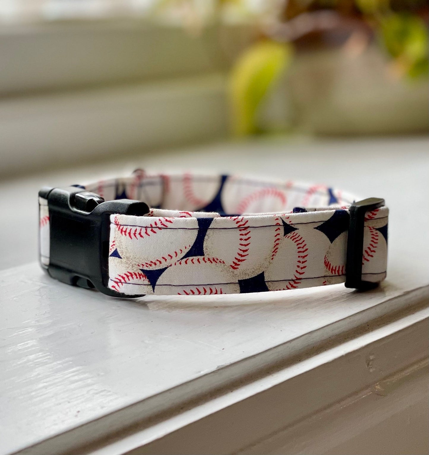 Let’s Play Baseball Dog Collar- Martingale- Quick Release- No Buckle Slide- Leash- Handmade Dog Collars