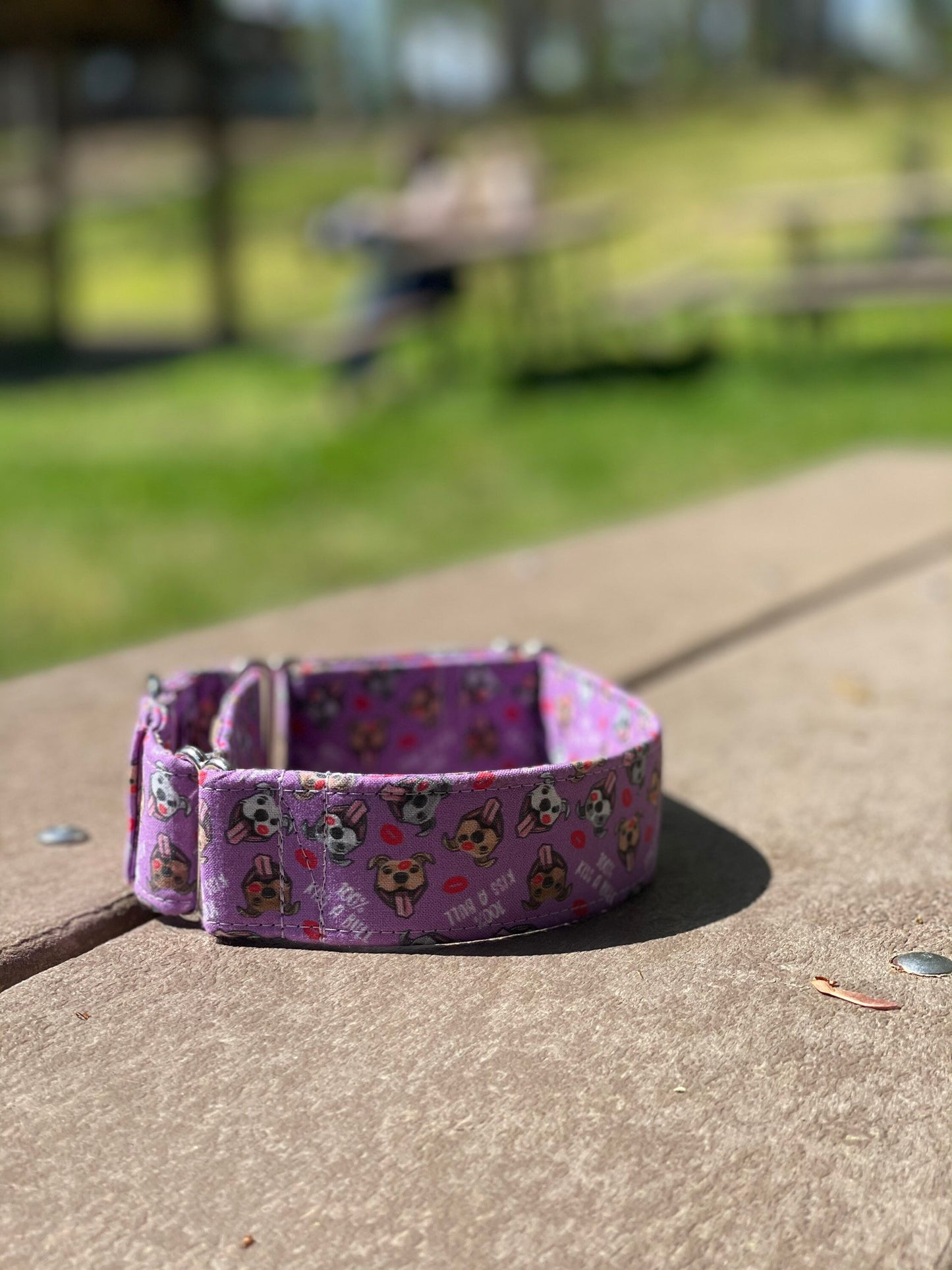 Kiss-A-Bull Dog Collar- Martingale- Quick Release- No Buckle Slide- Leash- Handmade Dog Collars