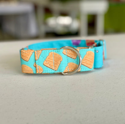 PB & J on Toast Dog Collar- Martingale- Quick Release- No Buckle Slide- Leash- Handmade Dog Collars