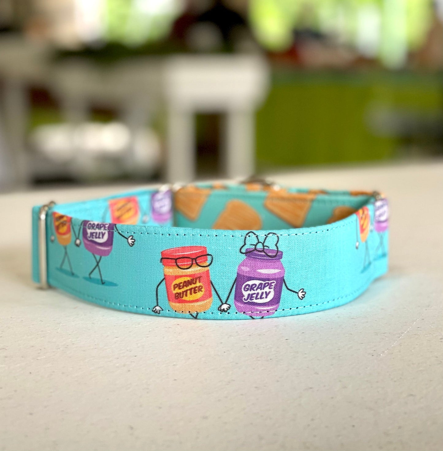 PB & J on Toast Dog Collar- Martingale- Quick Release- No Buckle Slide- Leash- Handmade Dog Collars