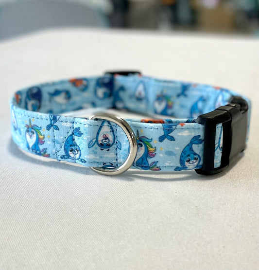 Sealy Over Summer Dog Collar- Martingale- Quick Release- No Buckle Slide- Leash- Handmade Dog Collars