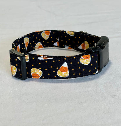 Candy Corn Dog Collar- Martingale- Quick Release- No Buckle Slide- Leash- Handmade Dog Collars