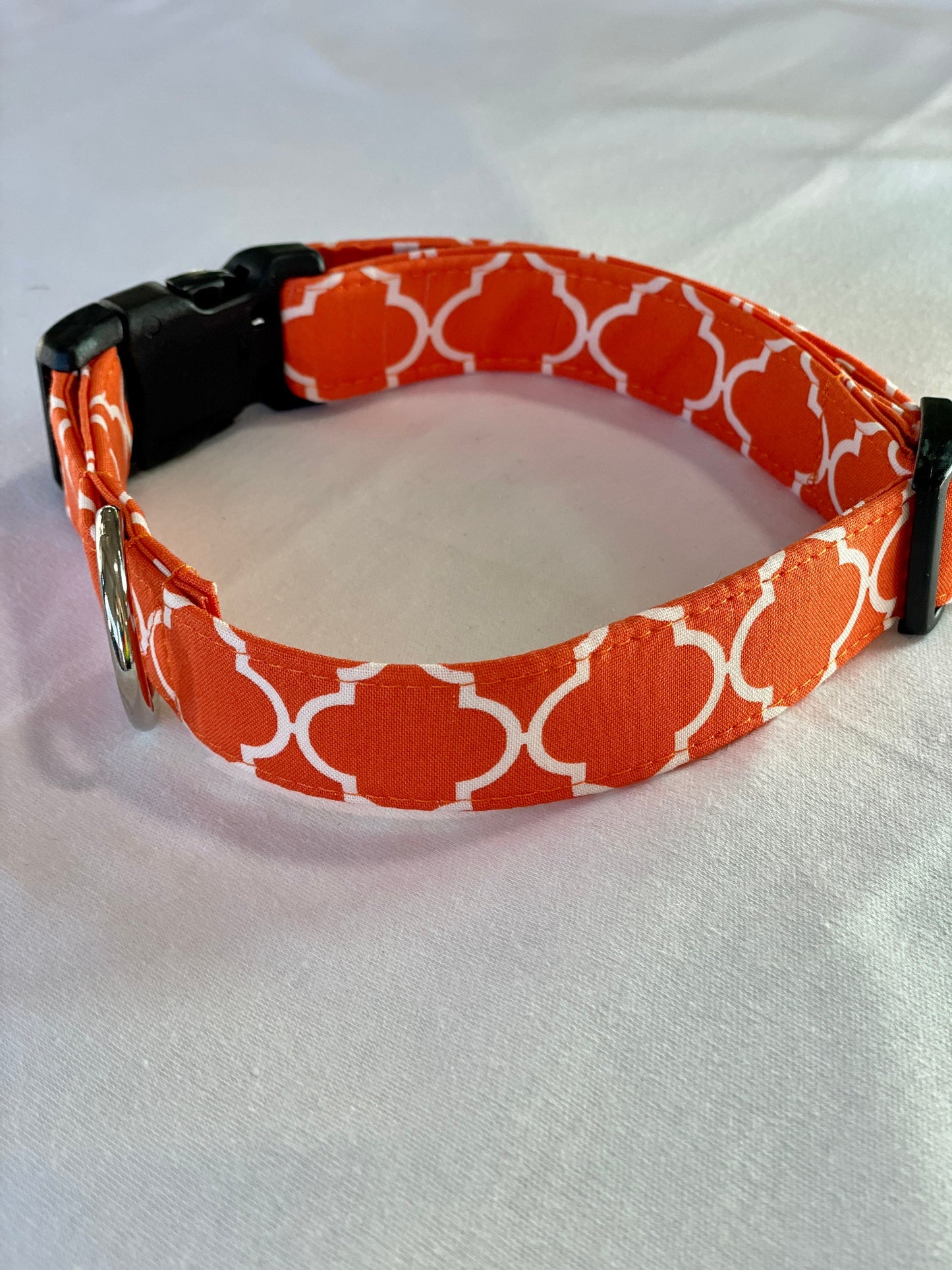 Orange Paloma Dog Collar- Martingale- Quick Release- No Buckle Slide- Leash- Handmade Dog Collars