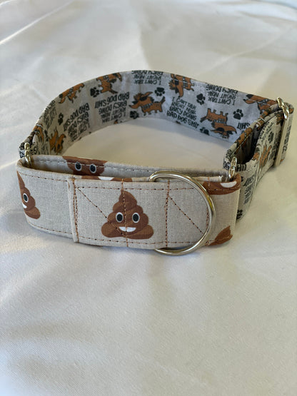 Can’t Talk, Bad Dog Shit Dog Collar- Martingale- Quick Release- No Buckle Slide- Leash- Handmade Dog Collars