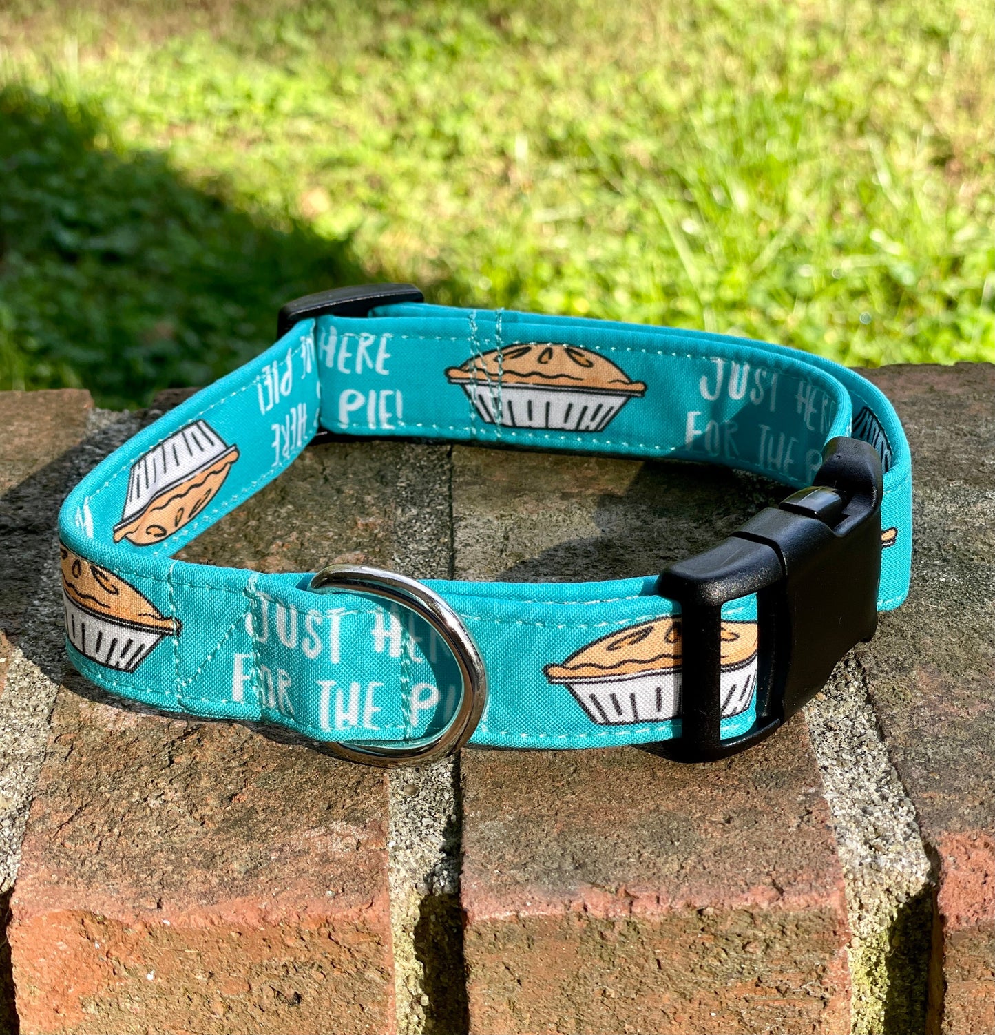 Just here for the pie Dog Collar- Martingale- Quick Release- No Buckle Slide- Leash- Handmade Dog Collars