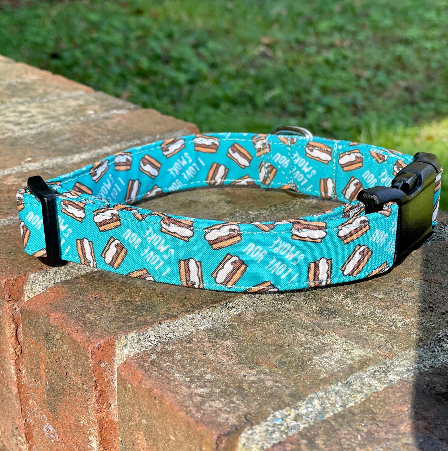 I love you smore Dog Collar- Martingale- Quick Release- No Buckle Slide- Leash- Handmade Dog Collars