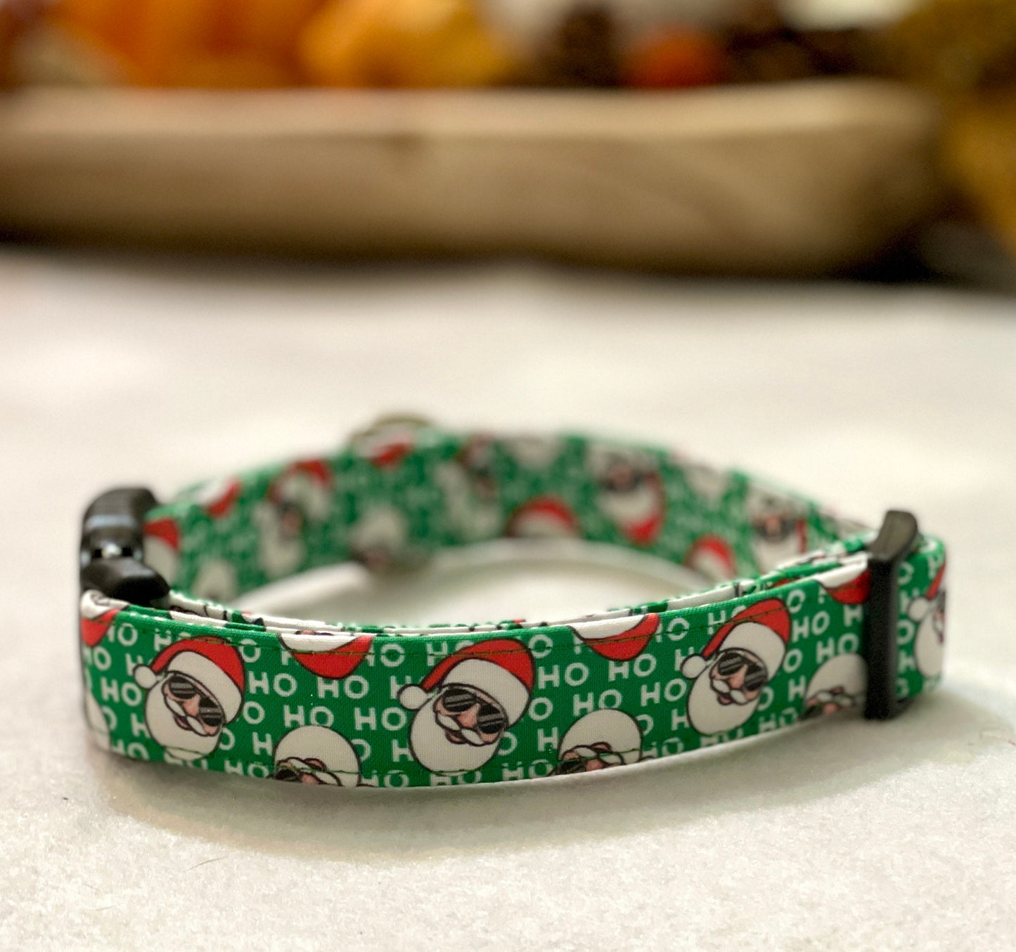 Hip Hop Santa Dog Collar- Martingale- Quick Release- No Buckle Slide- Leash- Handmade Dog Collars