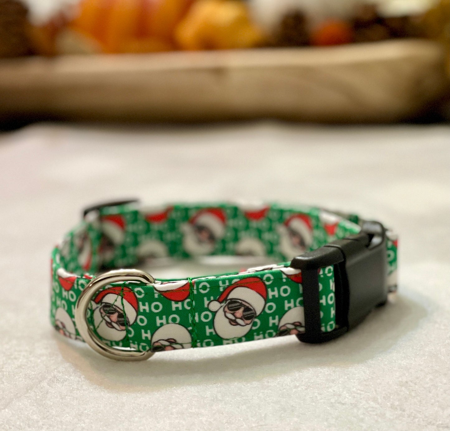 Hip Hop Santa Dog Collar- Martingale- Quick Release- No Buckle Slide- Leash- Handmade Dog Collars