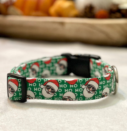 Hip Hop Santa Dog Collar- Martingale- Quick Release- No Buckle Slide- Leash- Handmade Dog Collars