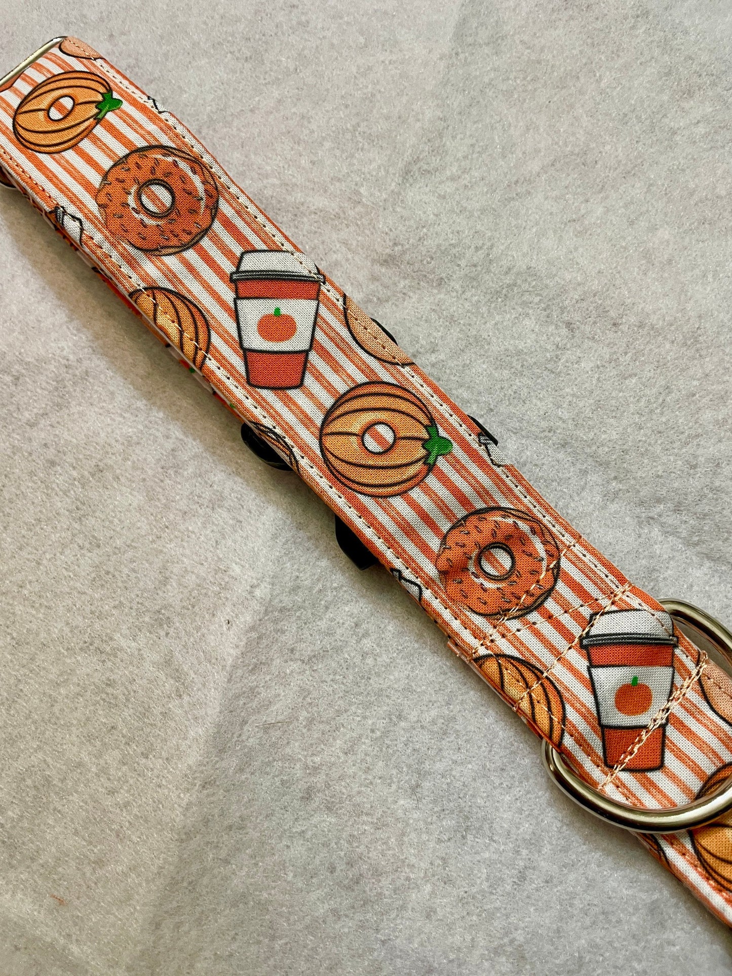 Pumpkin Spice Dog Collar- Martingale- Quick Release- No Buckle Slide- Leash- Handmade Dog Collars