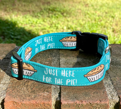 Just here for the pie Dog Collar- Martingale- Quick Release- No Buckle Slide- Leash- Handmade Dog Collars