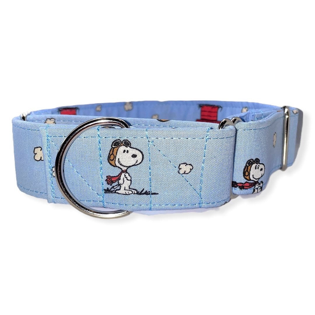 Snoopy Dog Collar- Martingale- Quick Release- No Buckle Slide- Leash- Handmade Dog Collars