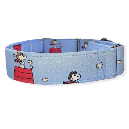 Snoopy Dog Collar- Martingale- Quick Release- No Buckle Slide- Leash- Handmade Dog Collars