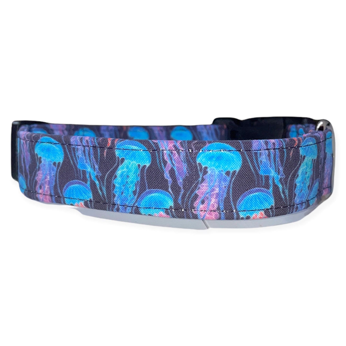 Neon Jelly Fish Dog Collar- Martingale- Quick Release- No Buckle Slide- Leash- Handmade Dog Collars