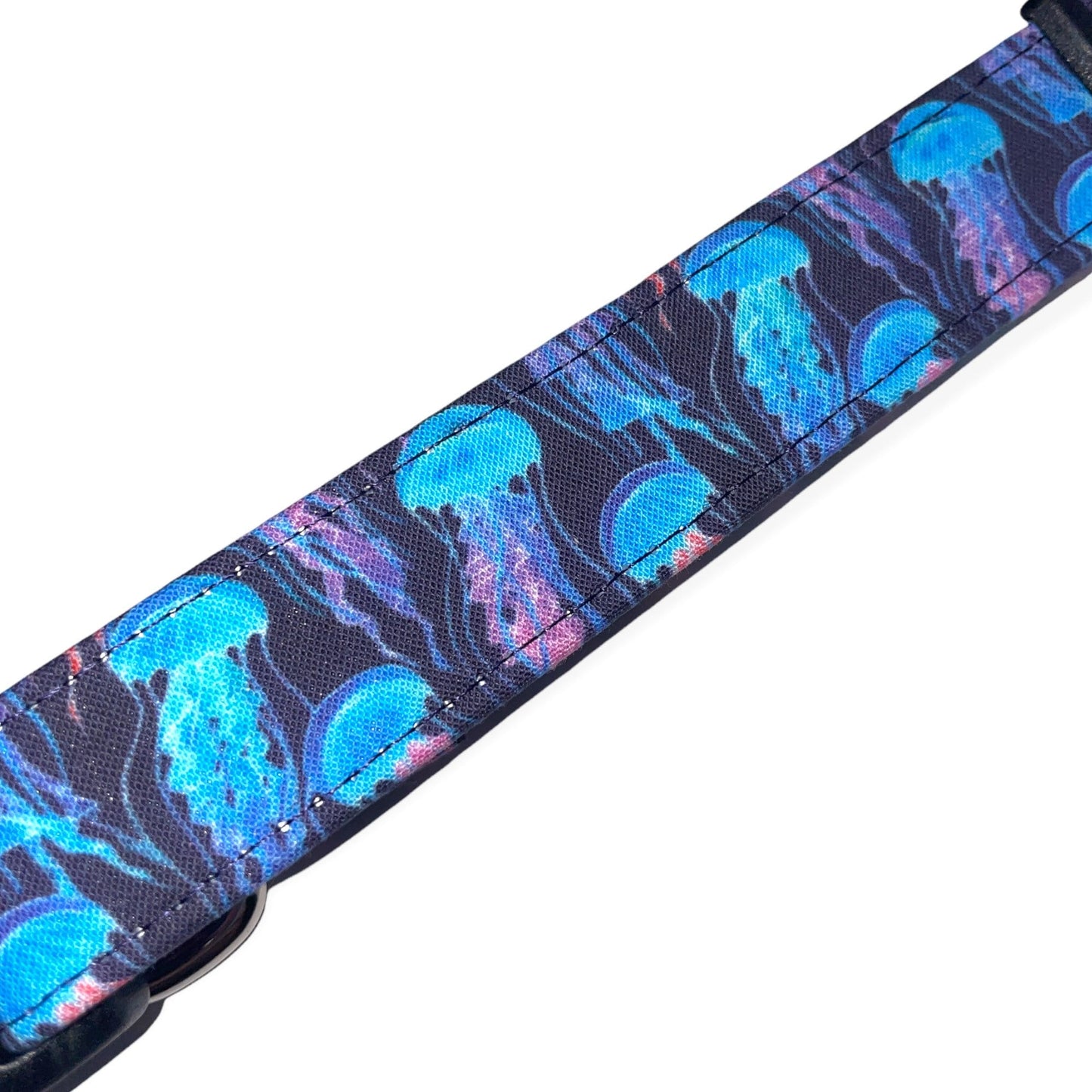 Neon Jelly Fish Dog Collar- Martingale- Quick Release- No Buckle Slide- Leash- Handmade Dog Collars